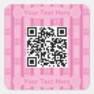 Pegatina Cuadrada Divertido y divertido Rosa Pretzel QR