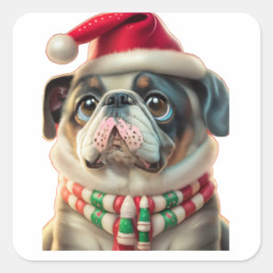 Pegatina Cuadrada Divertidos Navidades de perros,