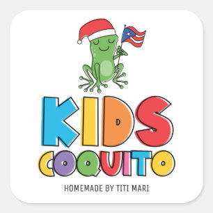 Pegatina Cuadrada Divertidos niños Coquito