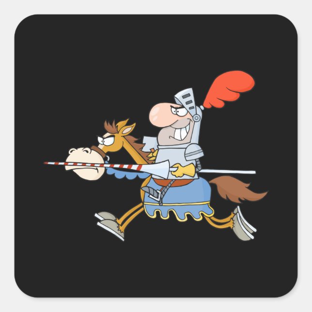 Pegatina Cuadrada Divertidos personalizados de caballos (Anverso)