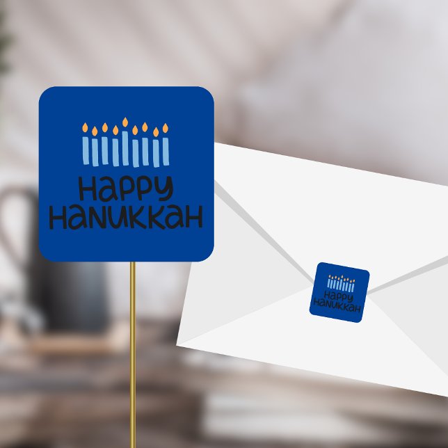 Pegatina Cuadrada Divertidos Stickers Cuadrados de Hanukkah Feliz (Subido por el creador)