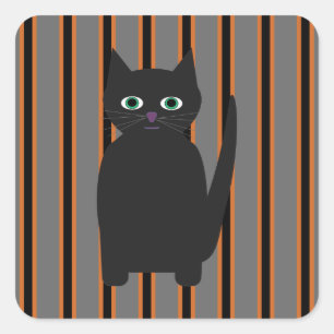 Pegatina Cuadrada Divertidos y divertidos gatos negros de Halloween