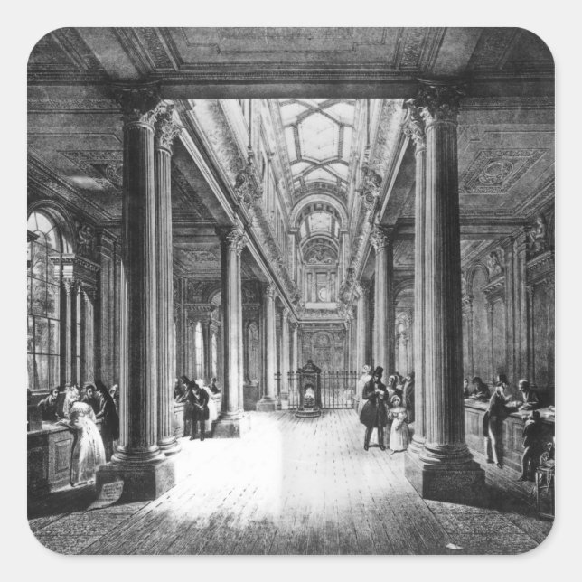 Pegatina Cuadrada Dividend Office, Banco de Inglaterra (Anverso)