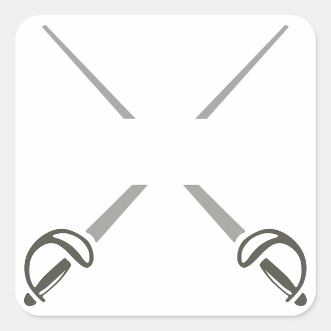 Pegatina Cuadrada Dividir espadas cruzadas (Anverso)