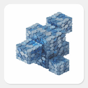 Pegatina Cuadrada Diviértete Azul ESCALERA DE MONEDAS AZULES Pegatin