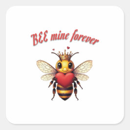 Pegatina Cuadrada Diviértete con un Valentín de Abeja Graciosa 