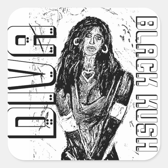 PEGATINA CUADRADA DIVINA KUSH NEGRA (Anverso)