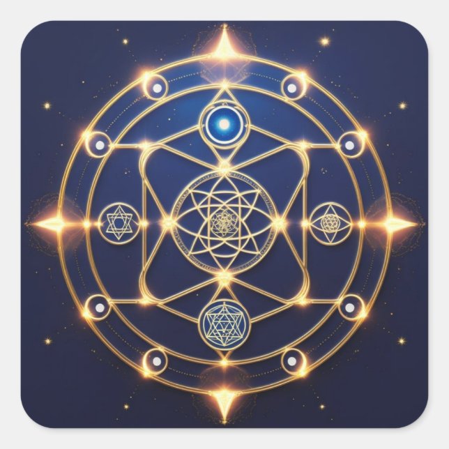 Pegatina Cuadrada Divine Radiance – 5: Illuminated Universal Energy (Anverso)