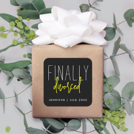 Pegatina Cuadrada Divorcio Divertido Simple y Genial Por Fin Separad