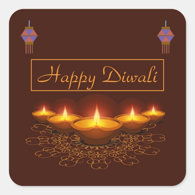 Pegatina Cuadrada Diwali (Anverso)
