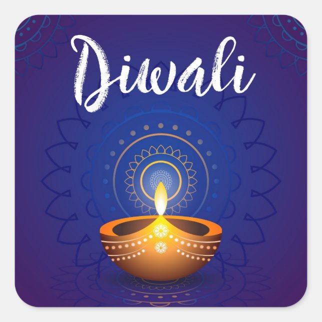 Pegatina Cuadrada Diwali Enevelope Seal (Anverso)