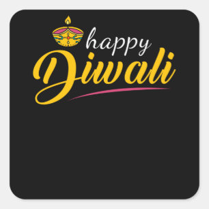 Pegatina Cuadrada Diwali Happy Diwali
