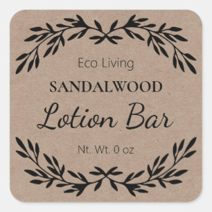 Pegatina Cuadrada DIY Vintage Lotion Bar Kraft Labels