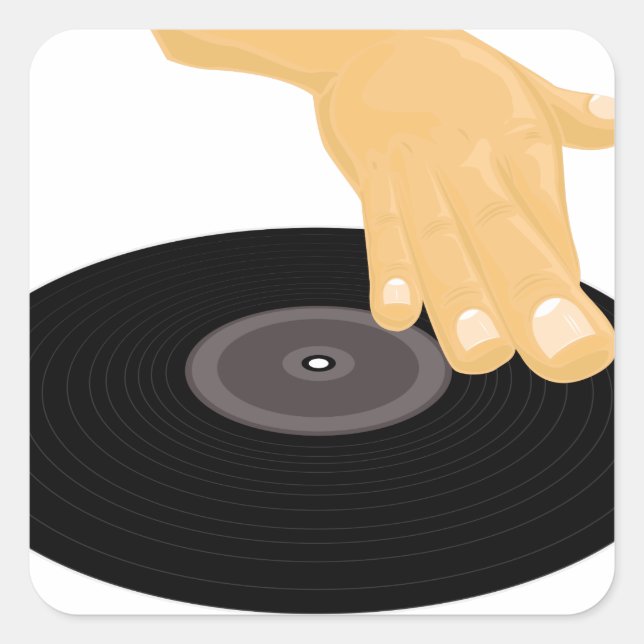 Pegatina Cuadrada Dj Scratch (Anverso)