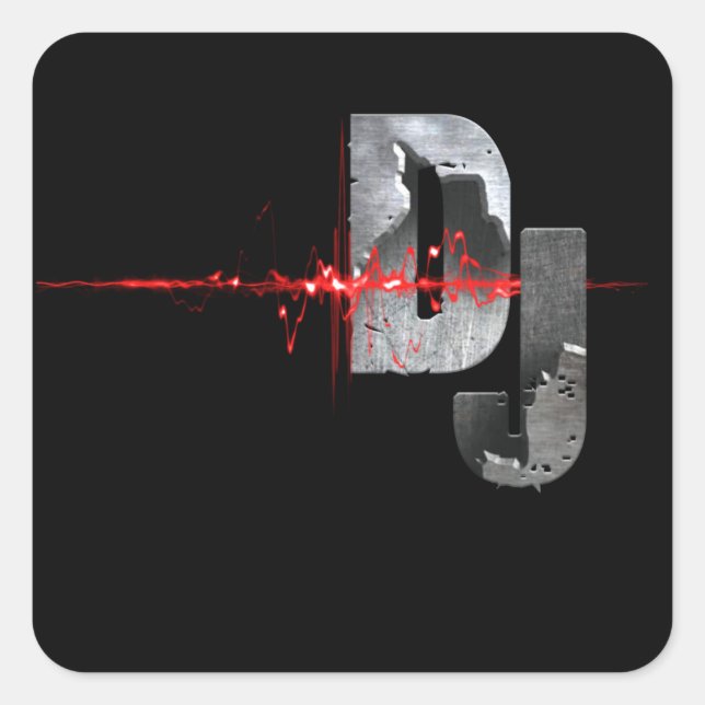 Pegatina Cuadrada DJ. Siente la música (Anverso)