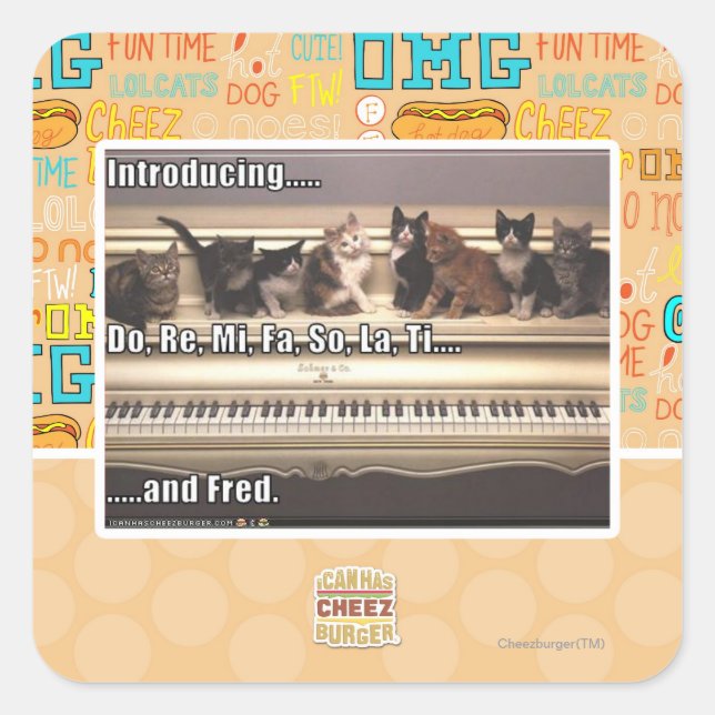Pegatina Cuadrada Do, Re, Mi, Fa, So, La, Ti, Fred (Anverso)