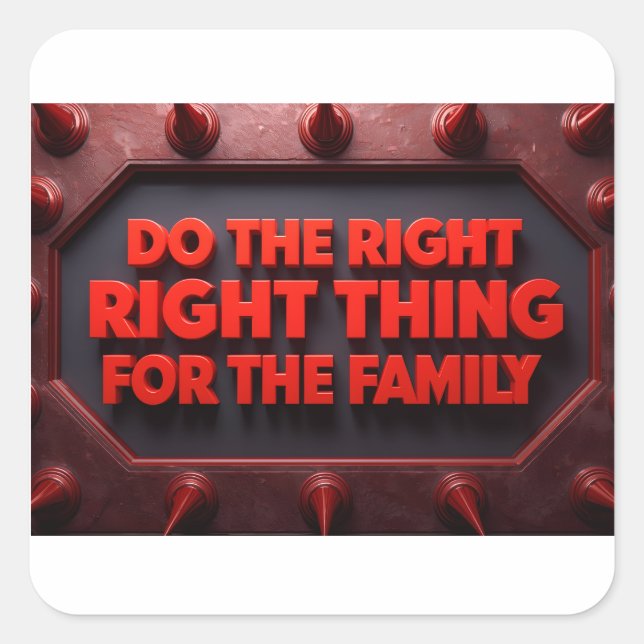 Pegatina Cuadrada Do The Right Thing For The Family (Anverso)