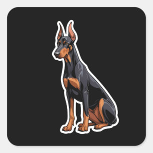 Pegatina Cuadrada Doberman Pinscher