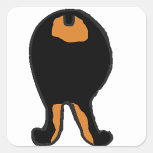 Pegatina Cuadrada dobie de perro de dos lados personalizado negro y