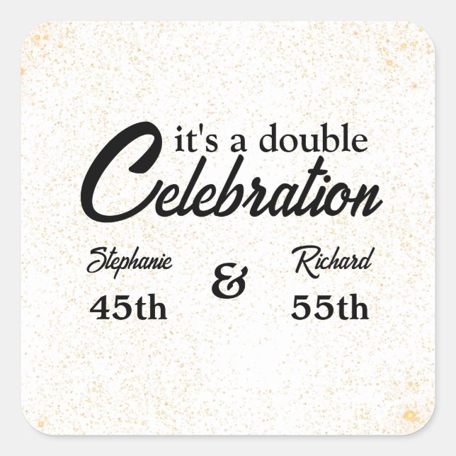 Pegatina Cuadrada Doble celebración conjunta Día de oro blanco (Anverso)