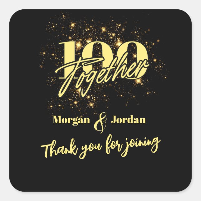 Pegatina Cuadrada Doble celebración de cumpleaños dos veces más dive (Anverso)