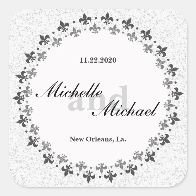 Pegatina Cuadrada Doble círculo de Fleur de Lis (Anverso)