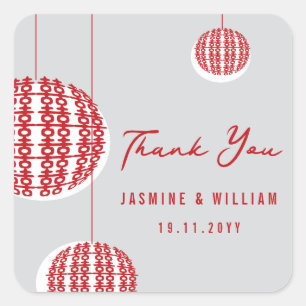 Pegatina Cuadrada Doble felicidad Linternas rojas Moda Boda chino