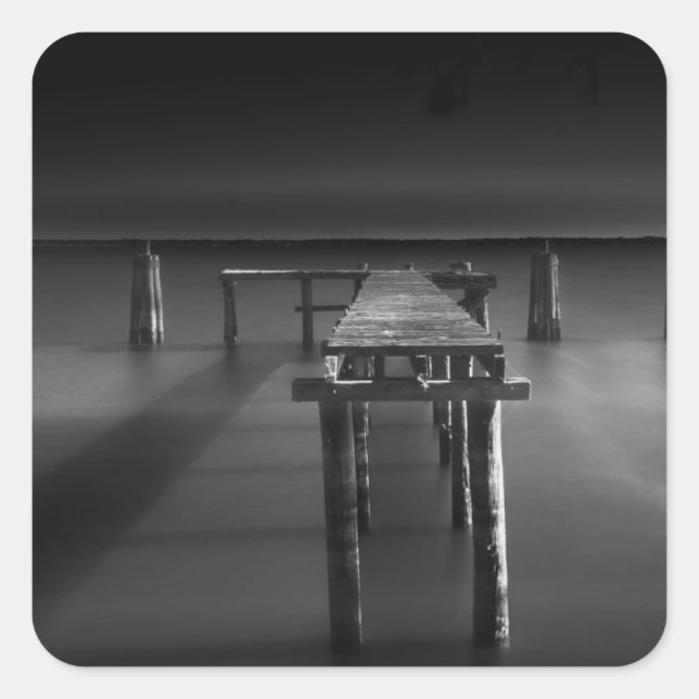 Pegatina Cuadrada Dock Abandonado En El Lago Monroe (Anverso)