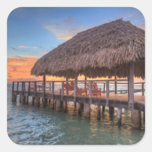 Pegatina Cuadrada Dockside Sunrise