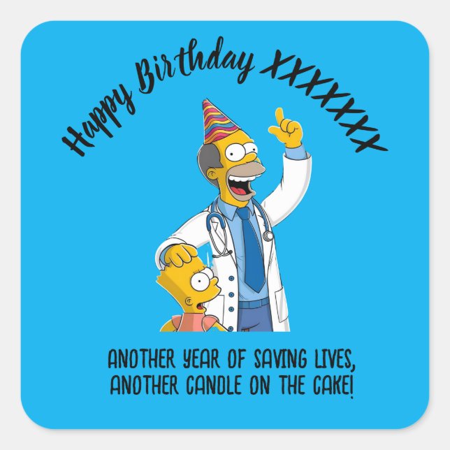 Pegatina Cuadrada DOCTORS BIRTHDAY anti-stress psychiatry (Anverso)