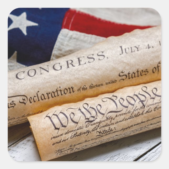 Pegatina Cuadrada Documentos de fundación de EE. UU. (Anverso)