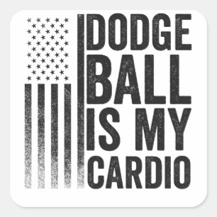 Pegatina Cuadrada Dodgball Es Mi Cardio Funny Patriótico Americano