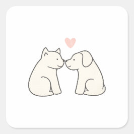Pegatina Cuadrada Dog Love Sticker