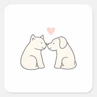 Pegatina Cuadrada Dog Love Sticker