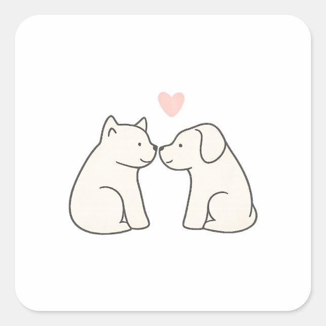 Pegatina Cuadrada Dog Love Sticker (Anverso)