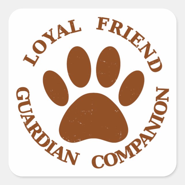 Pegatina Cuadrada Dog Paw Loyal Friend (Anverso)