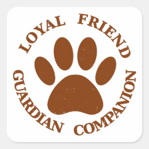 Pegatina Cuadrada Dog Paw Loyal Friend
