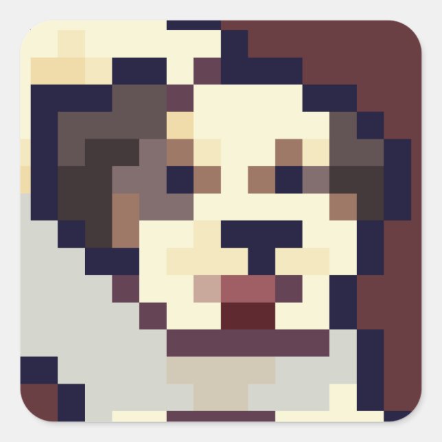 Pegatina Cuadrada Dog, puppy, Pixelart, Pixel Art (Anverso)