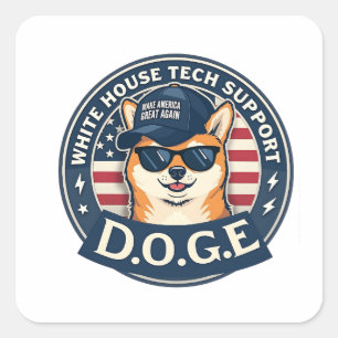 Pegatina Cuadrada Doge de apoyo técnico de la Casa Blanca