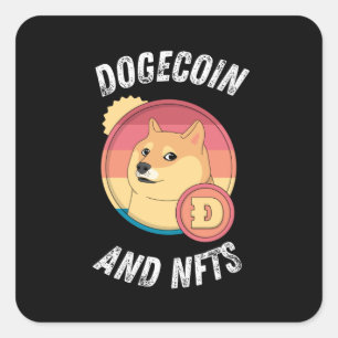 Pegatina Cuadrada Dogecoin Y Nfts - Gracioso Cripto De Perro