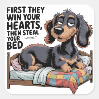 PEGATINA CUADRADA DOGS STEAL YOUR BED 