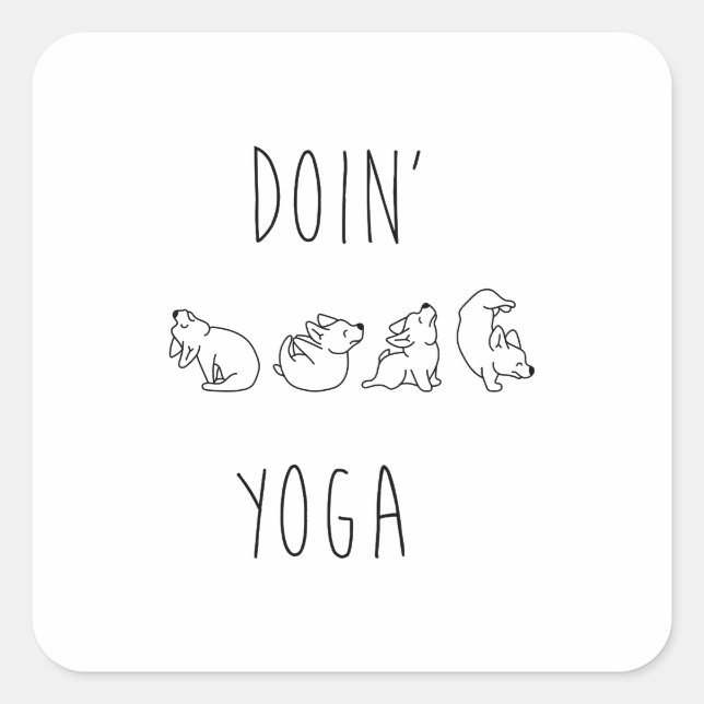 Pegatina Cuadrada Doin' yoga cute dog (Anverso)