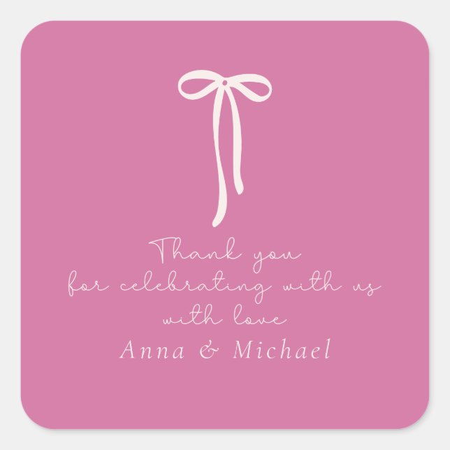 Pegatina Cuadrada dollhouse pink Gracias (Anverso)