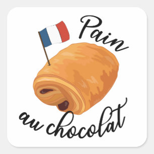 Pegatina Cuadrada Dolor Au Chocolat - Divertida pastelería francesa