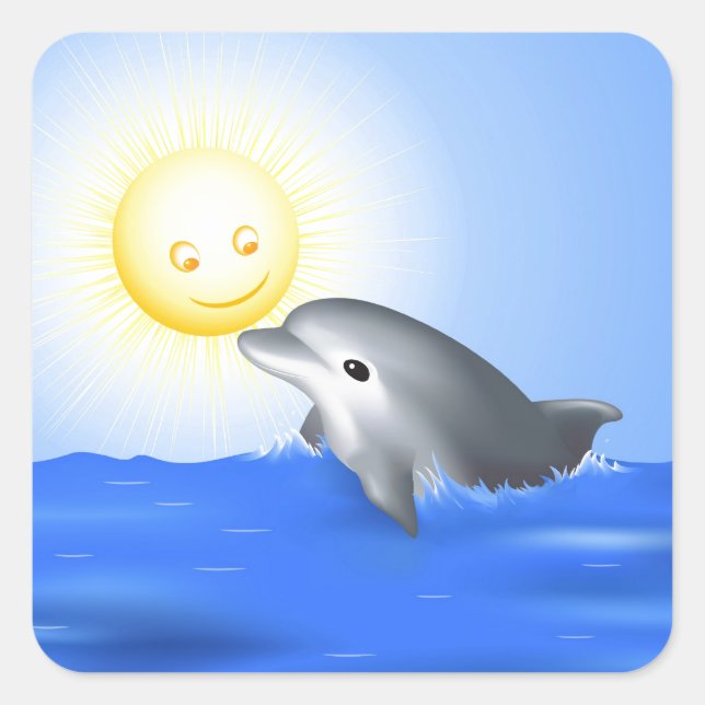 Pegatina Cuadrada Dolphin bebé (Anverso)