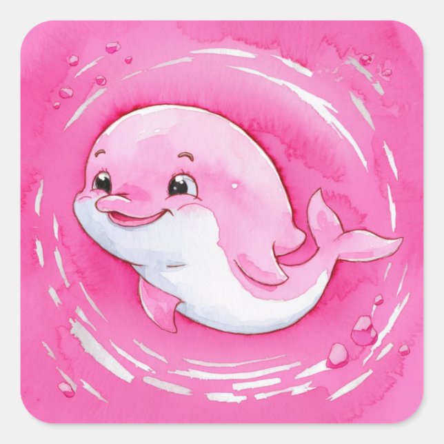 Pegatina Cuadrada Dolphin bebé (Anverso)