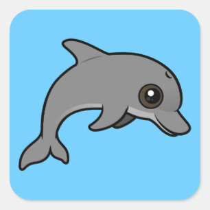 Pegatina Cuadrada Dolphin Bottlenose