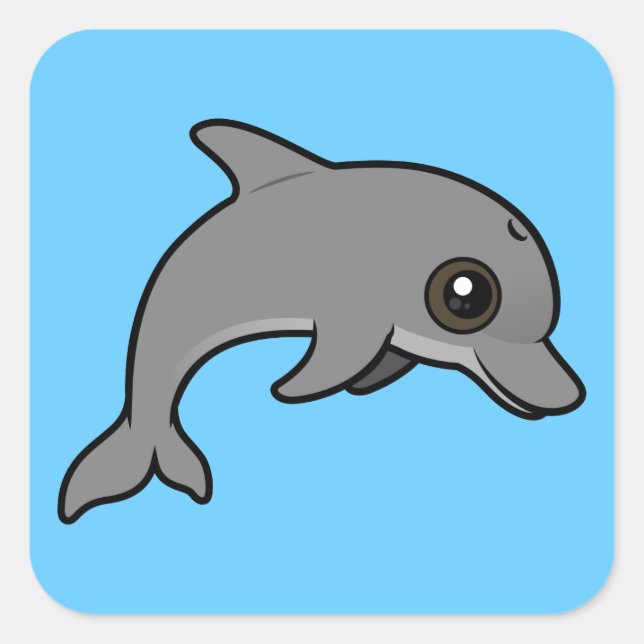 Pegatina Cuadrada Dolphin Bottlenose (Anverso)