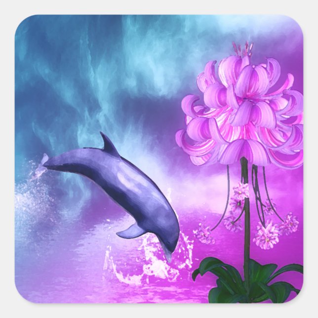 Pegatina Cuadrada Dolphin de Fantasy (Anverso)
