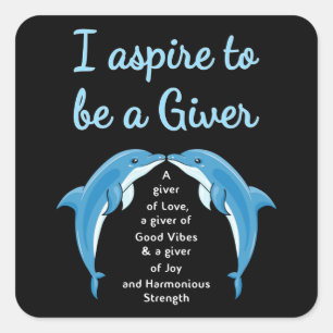 Pegatina Cuadrada Dolphin Sea Dolphins Animal Water Ocean Funny Gift